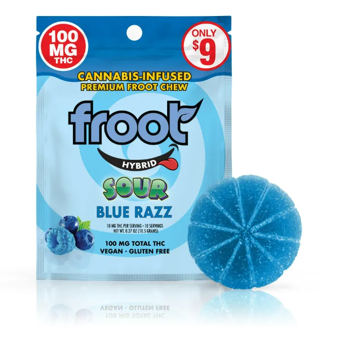 SOUR BLUE RAZZ CUT TO DOSE GUMMY 100MG - 100 MG
